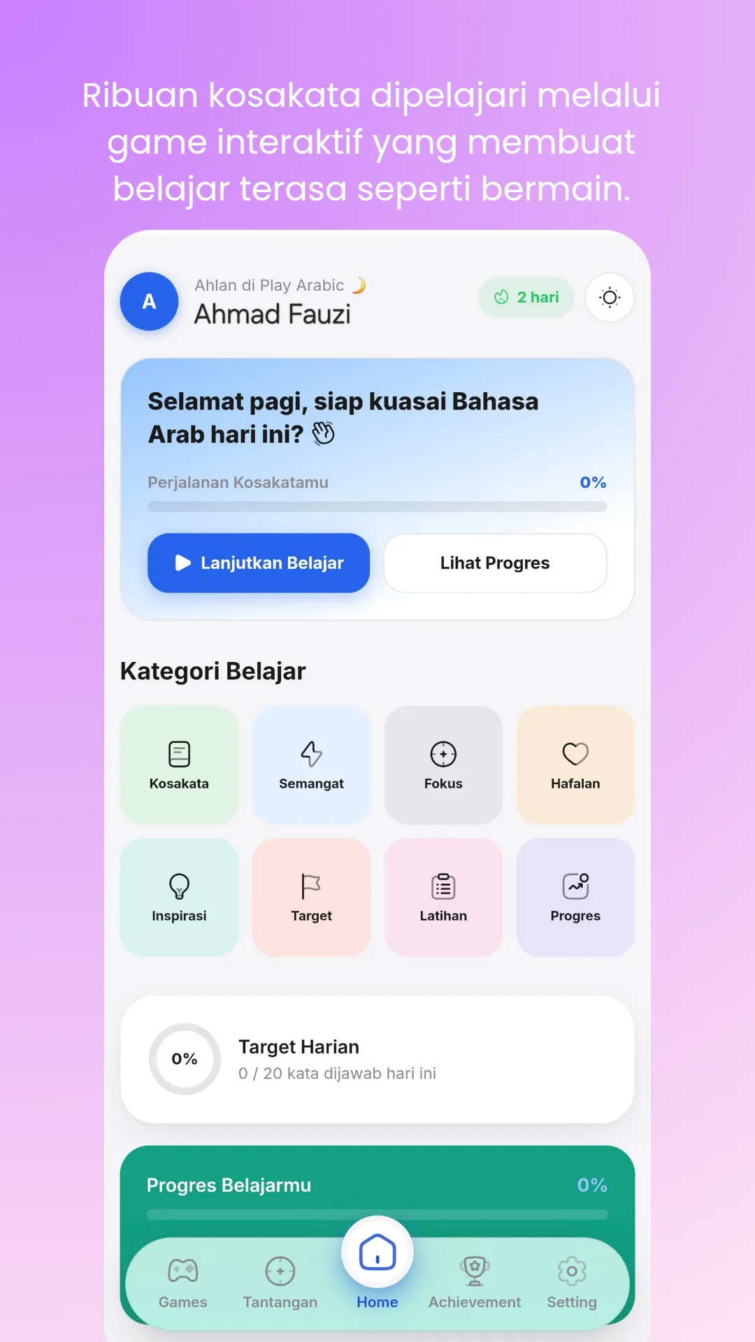 Tampilan aplikasi Play Arabic 3